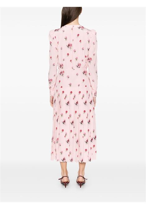 Pink rose-print pleat-detailing midi dress Alessandra rich - women ALESSANDRA RICH | FABX4020F44661816